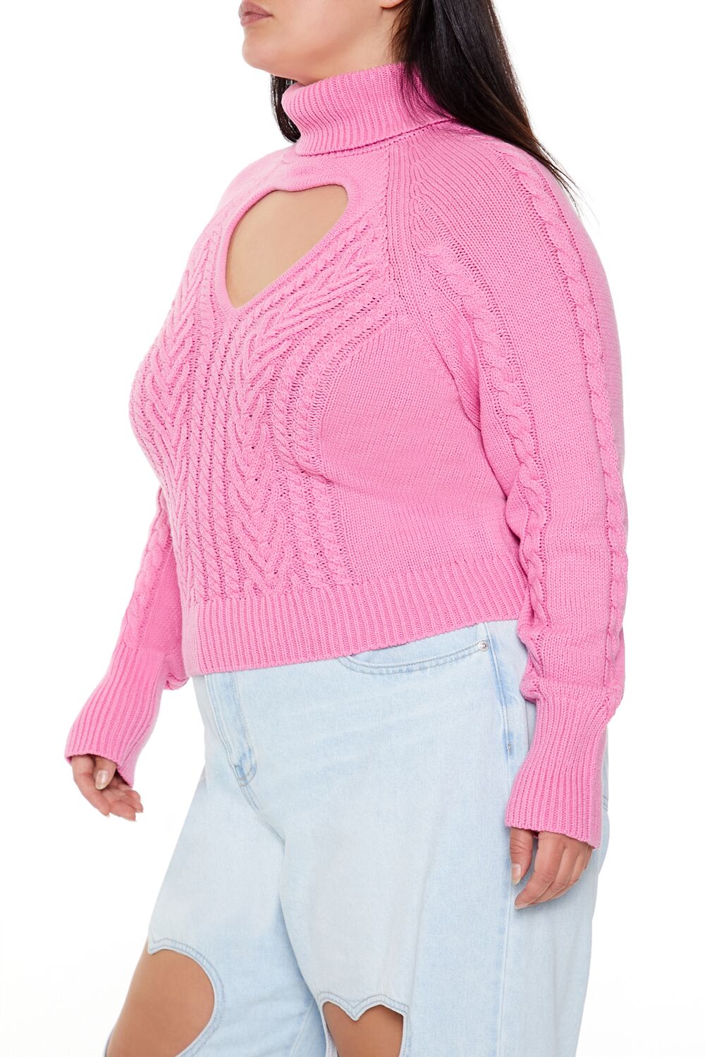 Plus Size Heart Cutout Sweater
