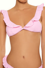 Solid Ruffle Bralette Bikini Top