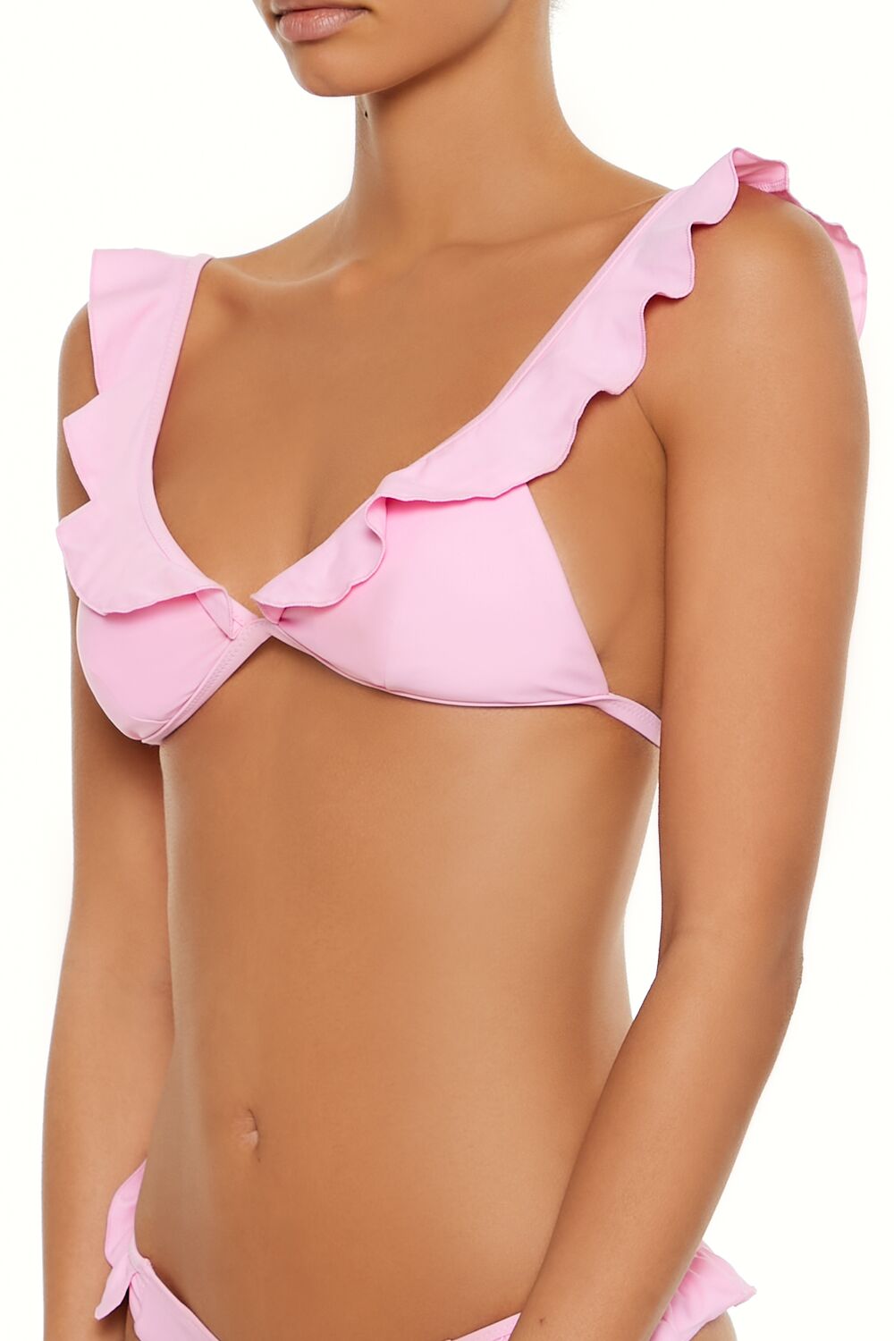 Solid Ruffle Bralette Bikini Top