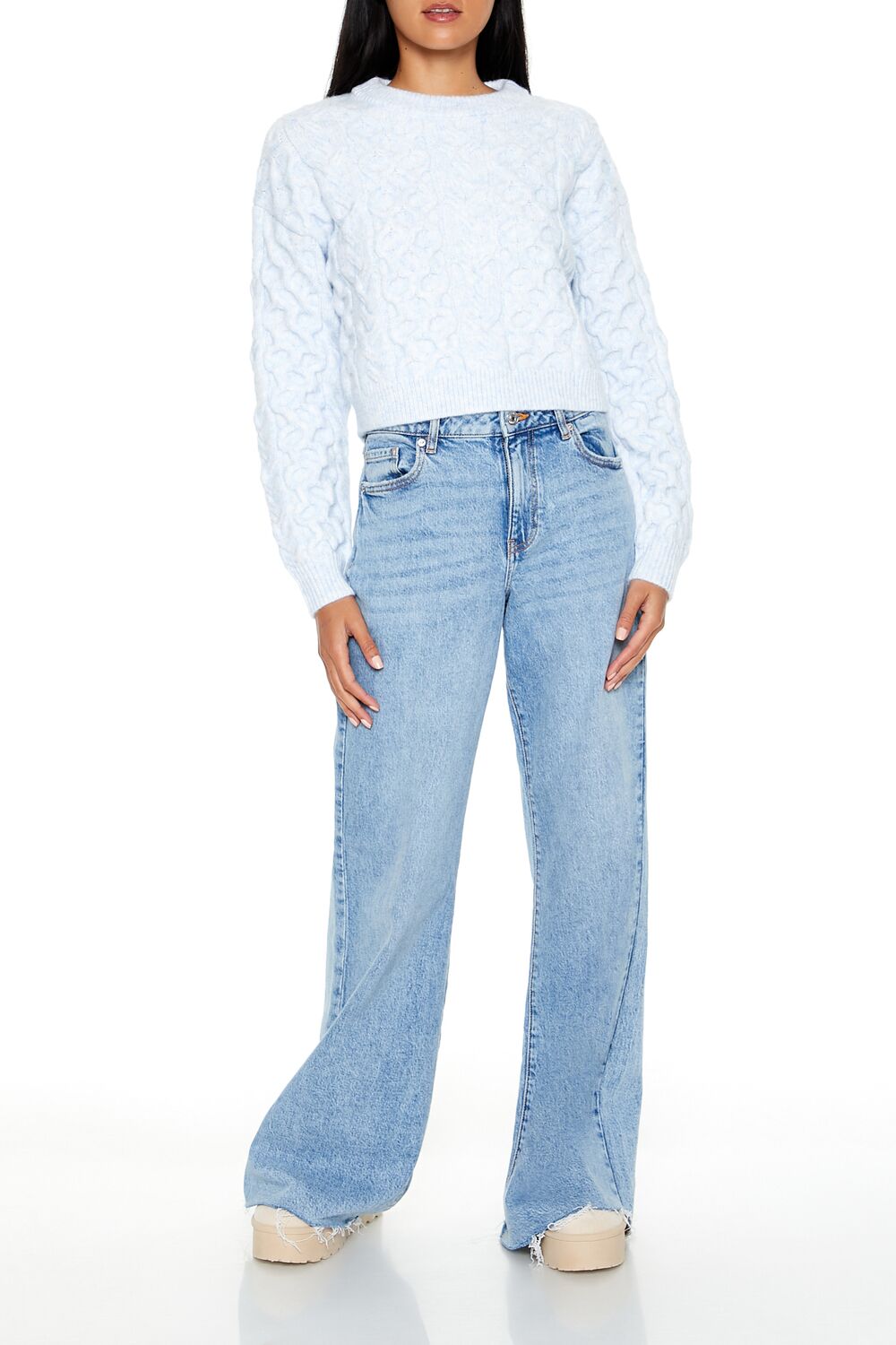 Honeycomb Knit Cropped Sweater