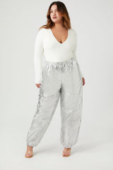 Plus Size Metallic Cargo Pants