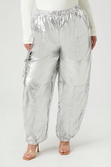 Plus Size Metallic Cargo Pants