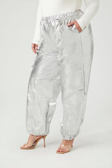 Plus Size Metallic Cargo Pants