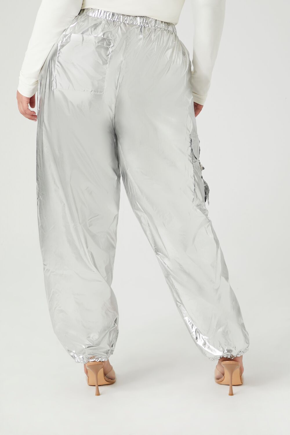 Plus Size Metallic Cargo Pants
