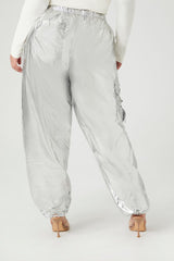 Plus Size Metallic Cargo Pants