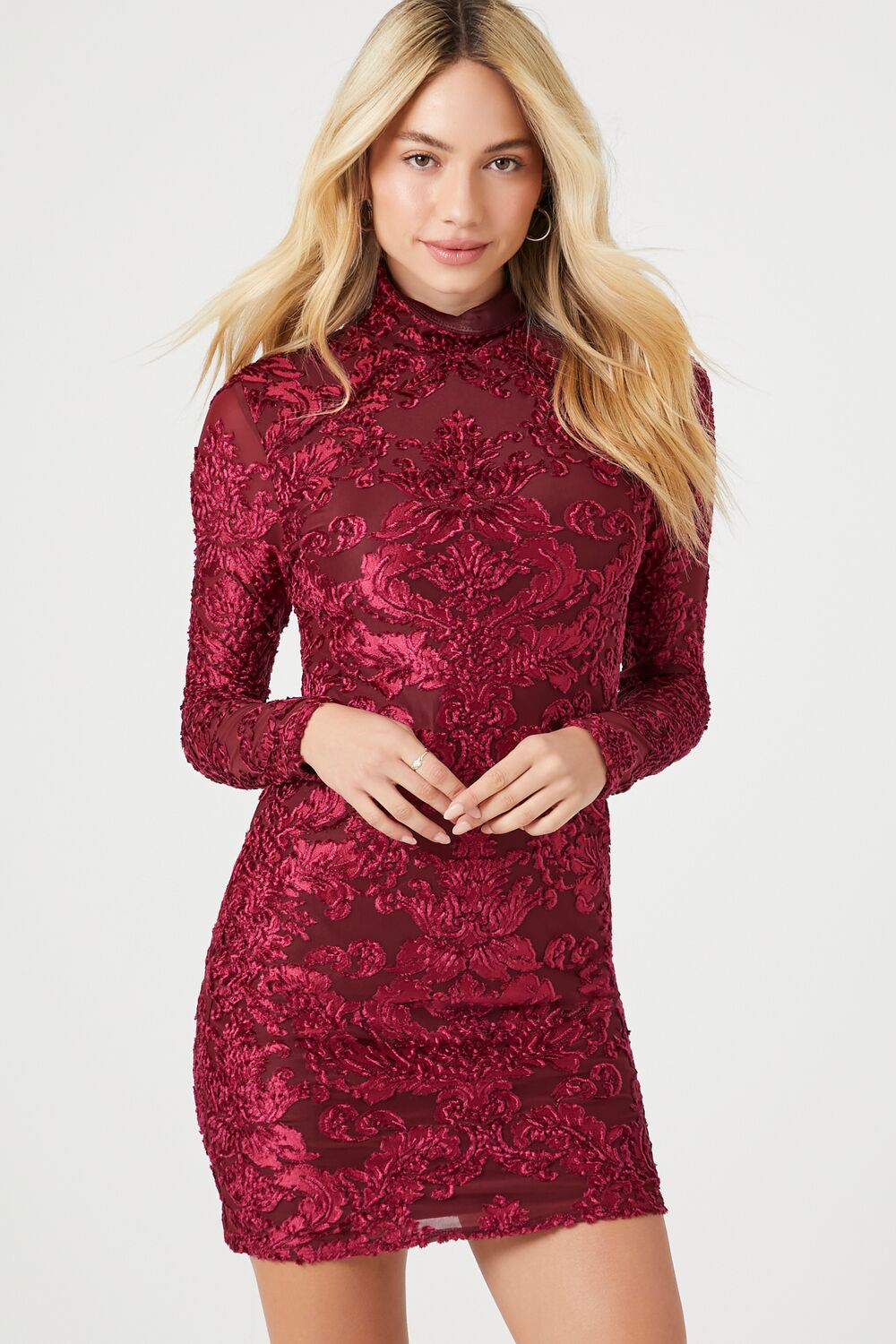 Jacquard Floral Print Mini Dress