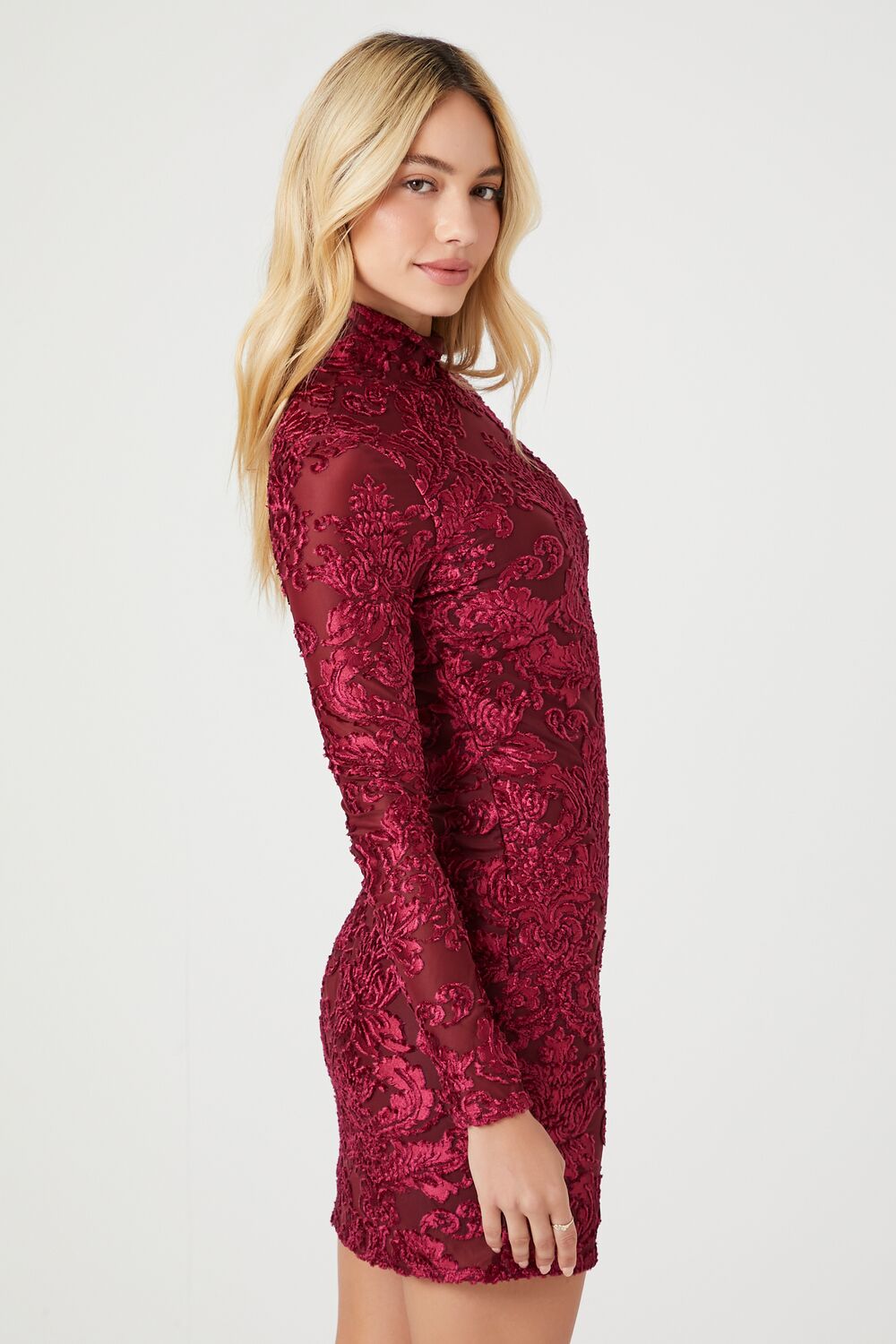 Jacquard Floral Print Mini Dress