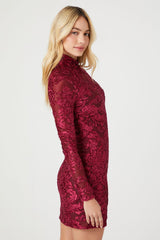 Jacquard Floral Print Mini Dress