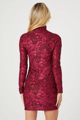 Jacquard Floral Print Mini Dress