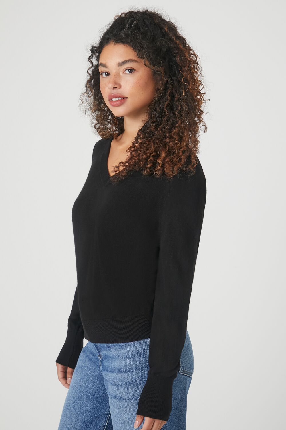 Ribbed V-Neck Sweater