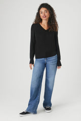 Ribbed V-Neck Sweater