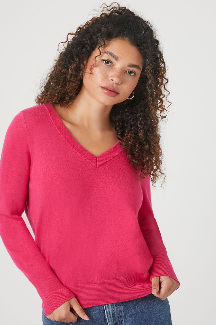 Ribbed V-Neck Sweater