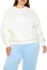 Plus Size Embroidered Hello Kitty Pullover