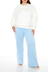 Plus Size Embroidered Hello Kitty Pullover