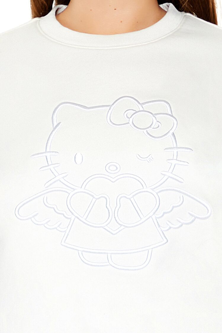 Plus Size Embroidered Hello Kitty Pullover