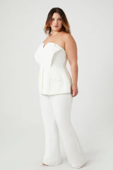Plus Size Strapless Peplum Jumpsuit