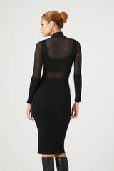 Sheer Combo Bodycon Midi Dress