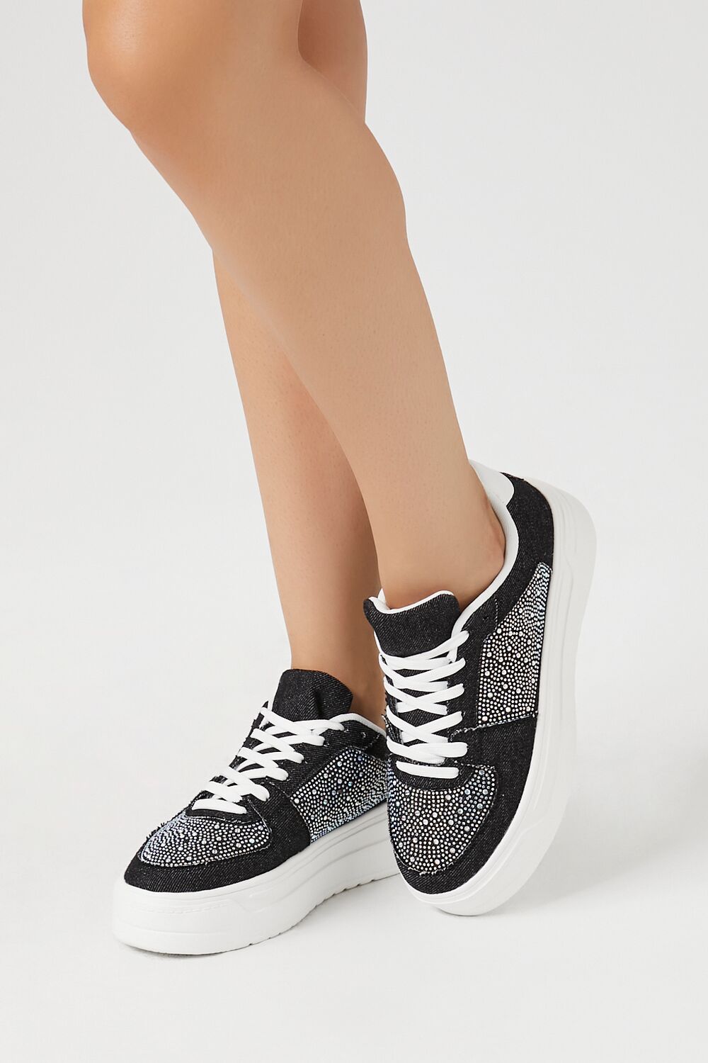 Denim Rhinestone Sneakers