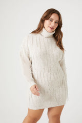 Plus Size Rhinestone Sweater Mini Dress