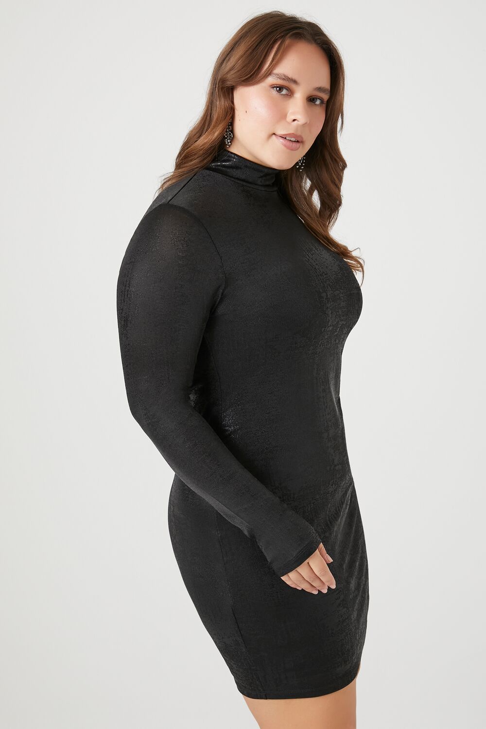 Plus Size Mock Neck Mini Dress