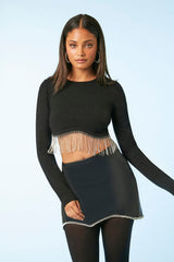 Rhinestone-Trim Mini Skirt