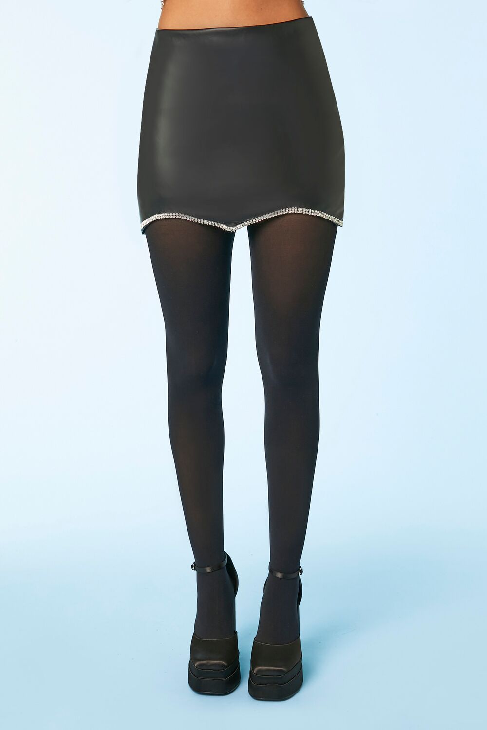 Rhinestone-Trim Mini Skirt