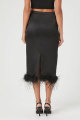 Feather-Trim Maxi Skirt