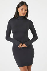 Turtleneck Contour Sculpt Mini Dress