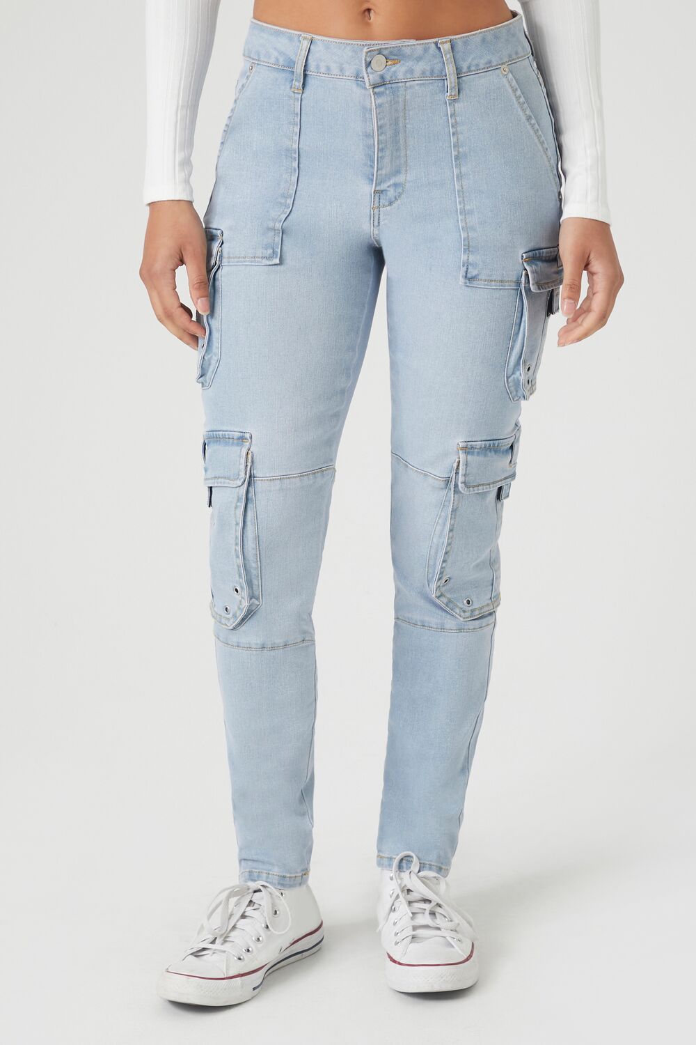 Grommet Cargo Skinny Jeans