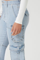Grommet Cargo Skinny Jeans