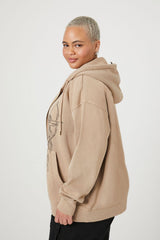 Plus Size Bow & Arrow Zip-Up Hoodie