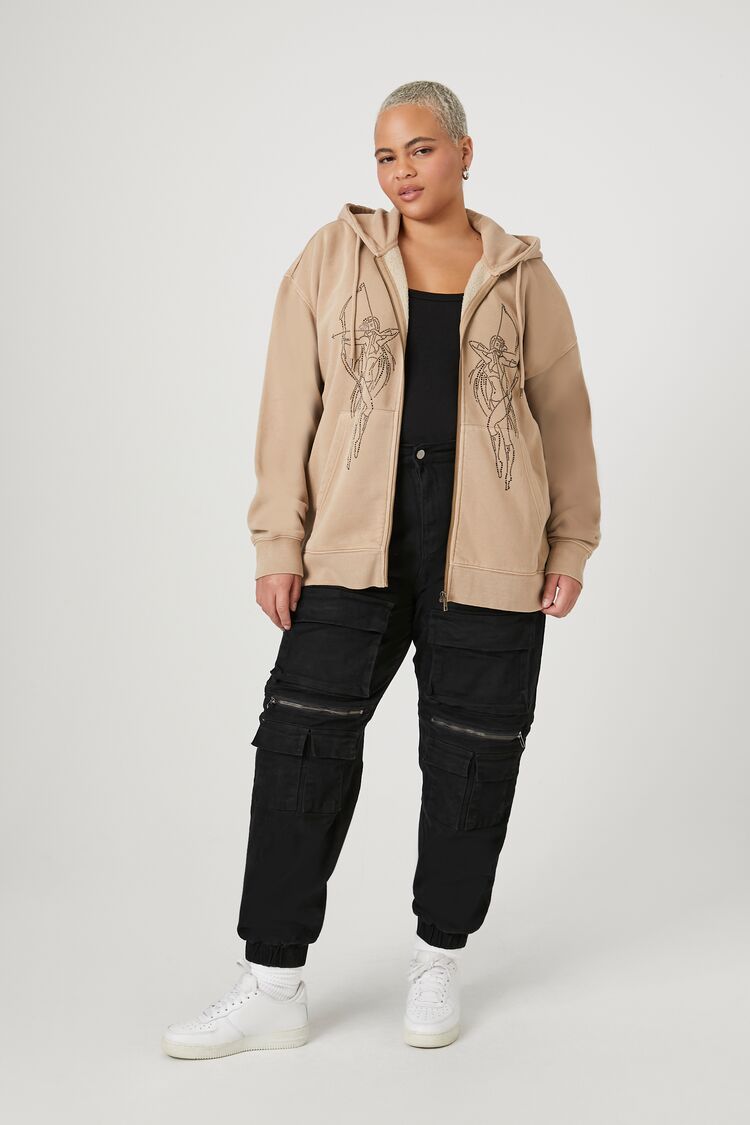 Plus Size Bow & Arrow Zip-Up Hoodie