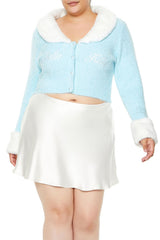 Plus Size Faux Fur Hello Kitty Cardigan Sweater