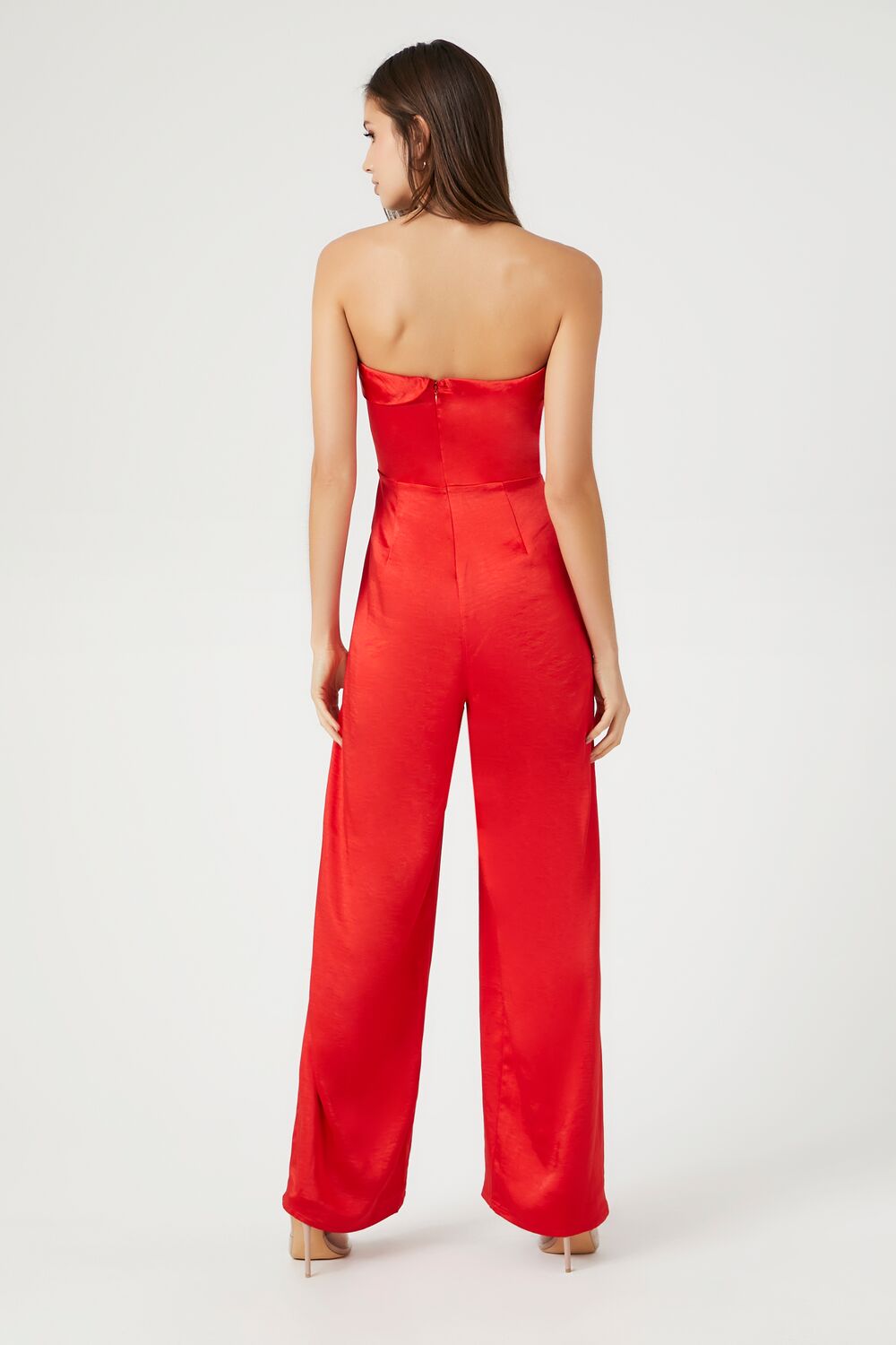 Satin Foldover Strapless Jumpsuit