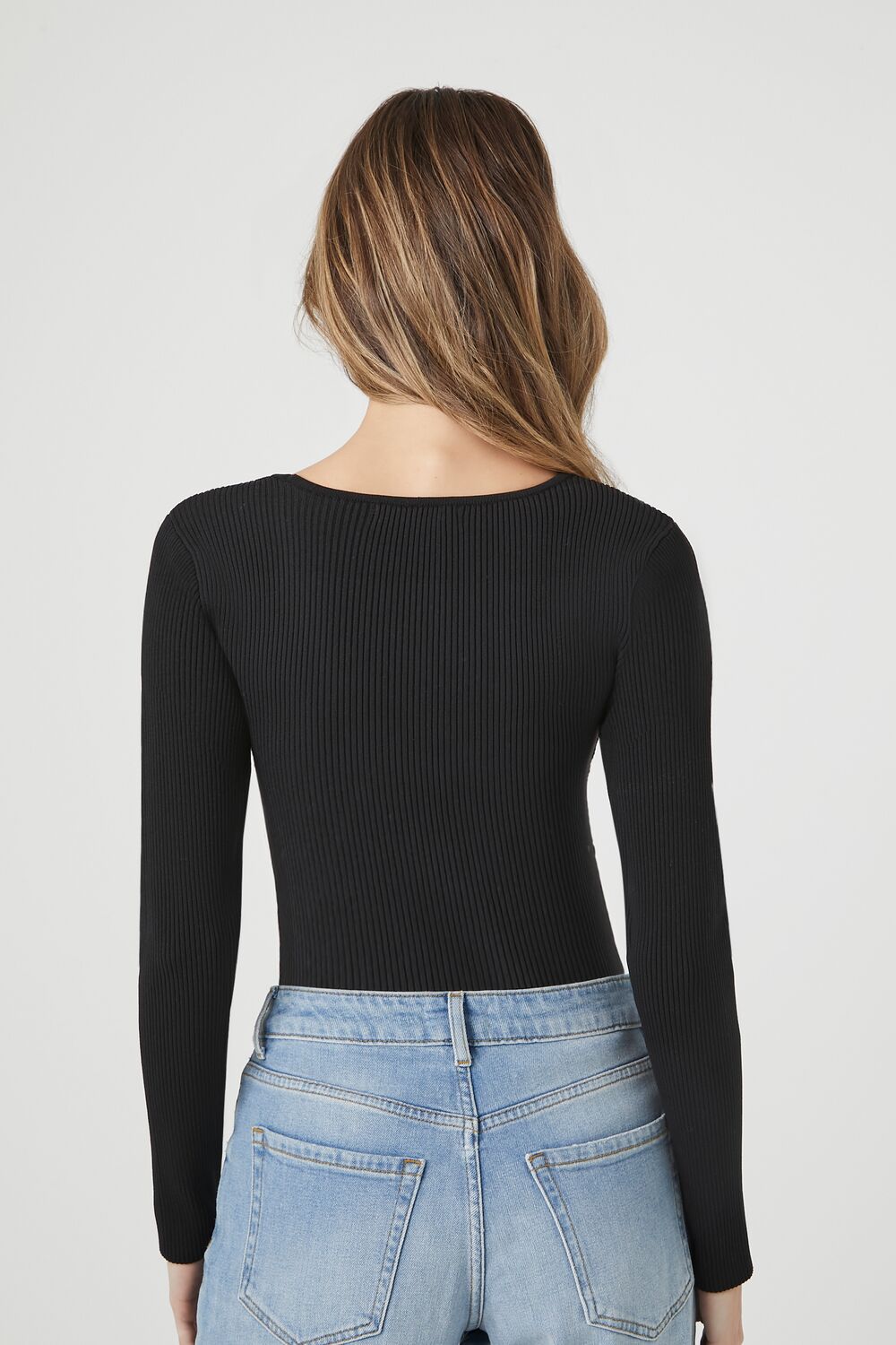 Sweater-Knit Long-Sleeve Bodysuit