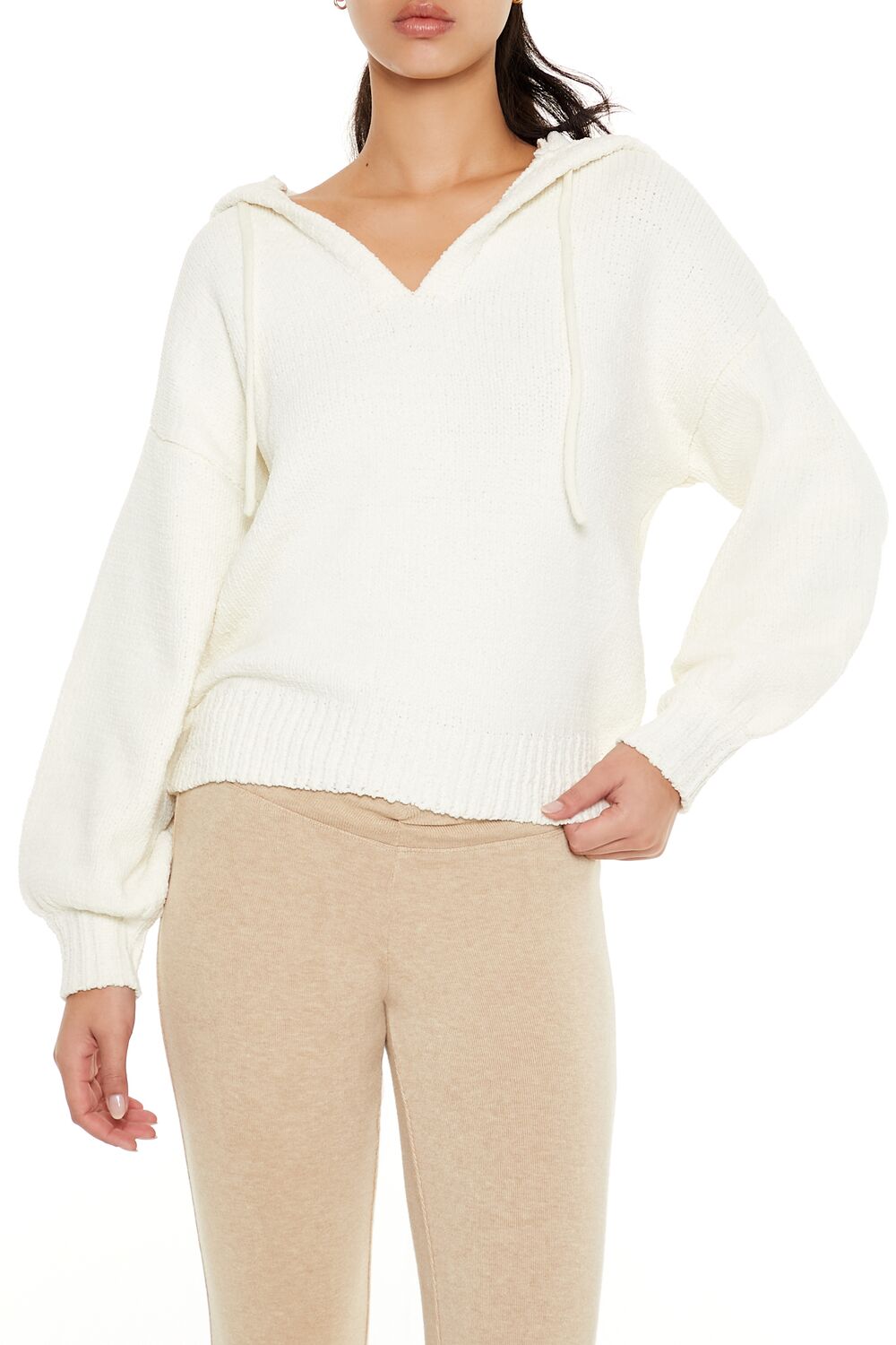 Hooded Drop-Sleeve Sweater