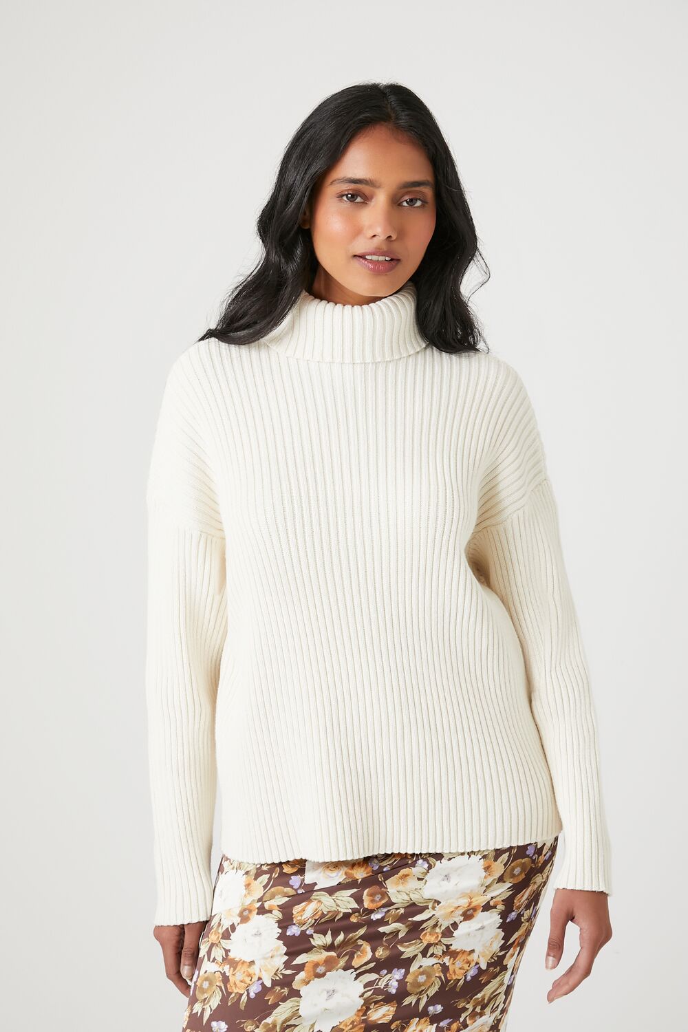 Ribbed Knit Turtleneck Sweater
