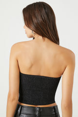 Cropped Sweater-Knit Tube Top