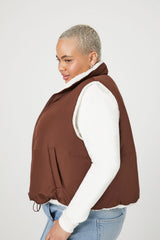Plus Size Reversible Faux Shearling Puffer Vest