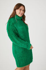 Plus Size Faux Fur Mini Sweater Dress