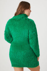 Plus Size Faux Fur Mini Sweater Dress