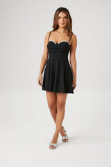 Rhinestone Lace-Up Mini Dress