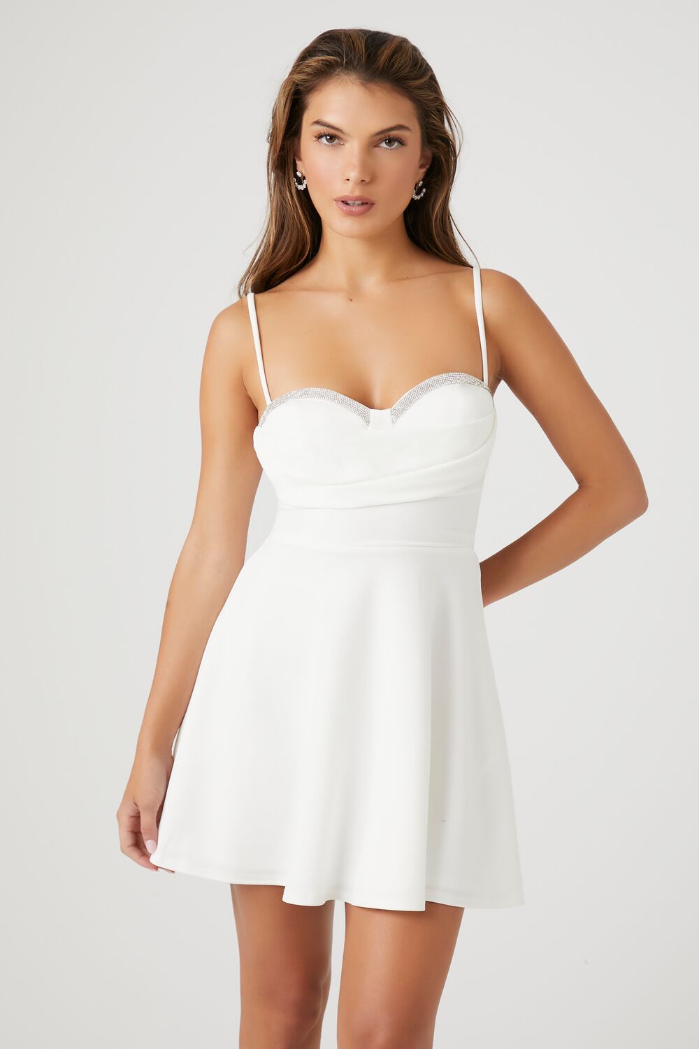 Rhinestone Lace-Up Mini Dress