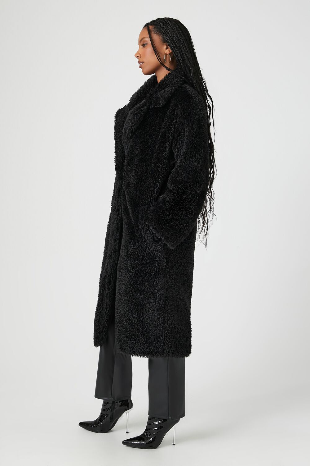 Faux Shearling Duster Coat