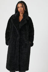 Faux Shearling Duster Coat