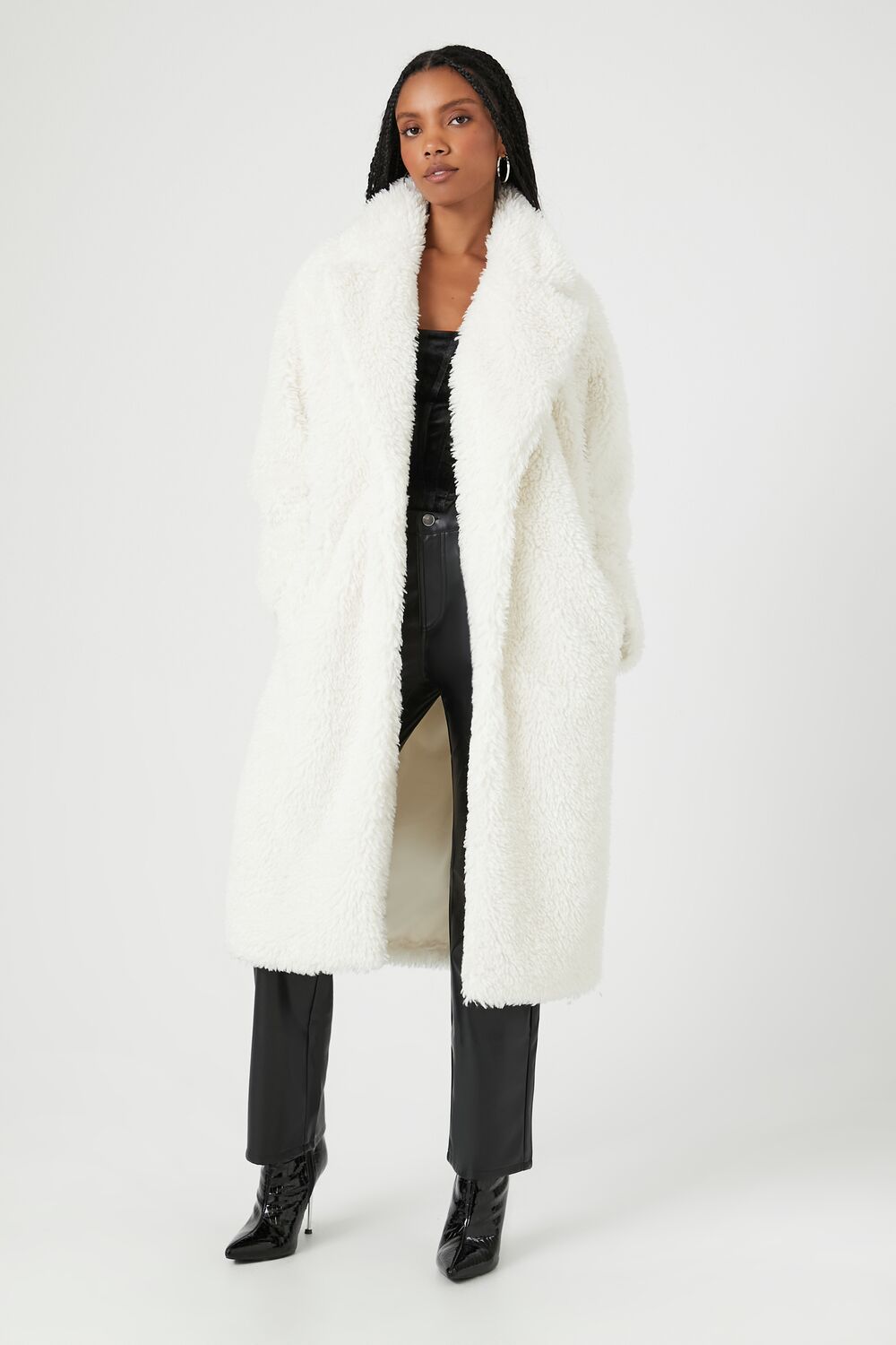 Faux Shearling Duster Coat