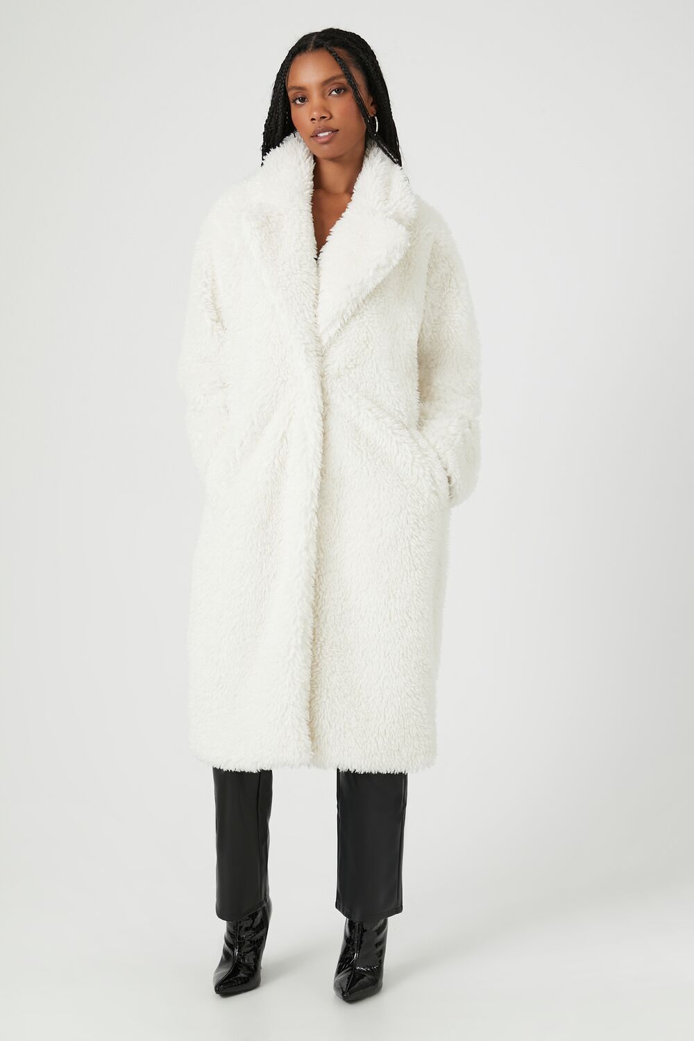 Faux Shearling Duster Coat