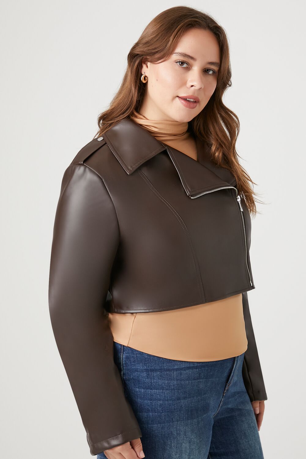 Plus Size Cropped Moto Jacket