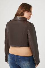Plus Size Cropped Moto Jacket
