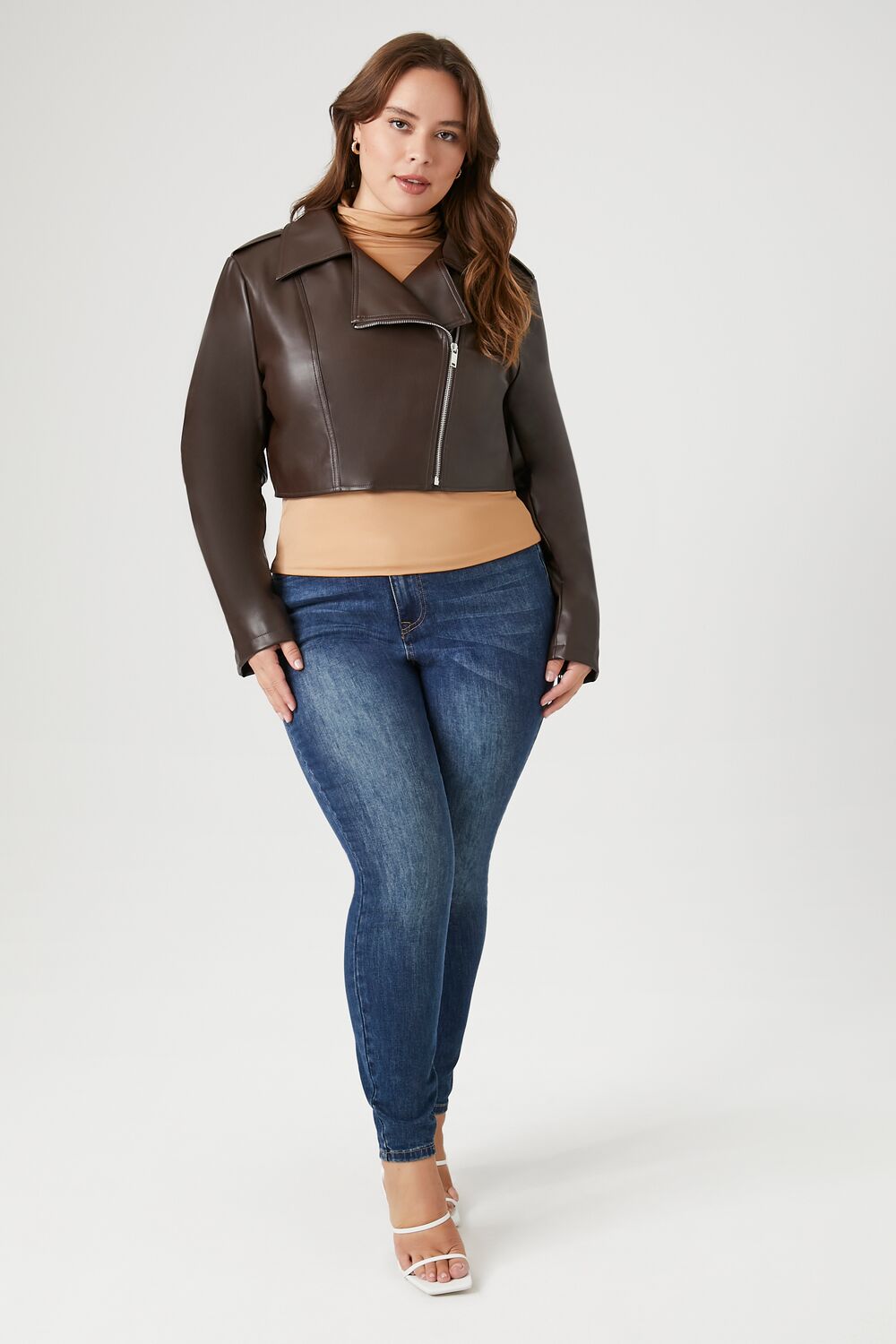 Plus Size Cropped Moto Jacket